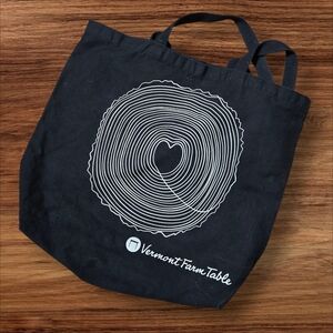 Envirotote Black Vermont Farm Table Tote Bag with White Tree Ring Design